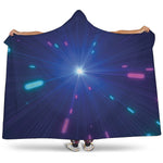 Pink And Teal Lights Speed Print Hooded Blanket