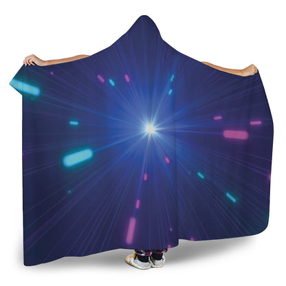 Pink And Teal Lights Speed Print Hooded Blanket