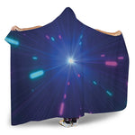 Pink And Teal Lights Speed Print Hooded Blanket