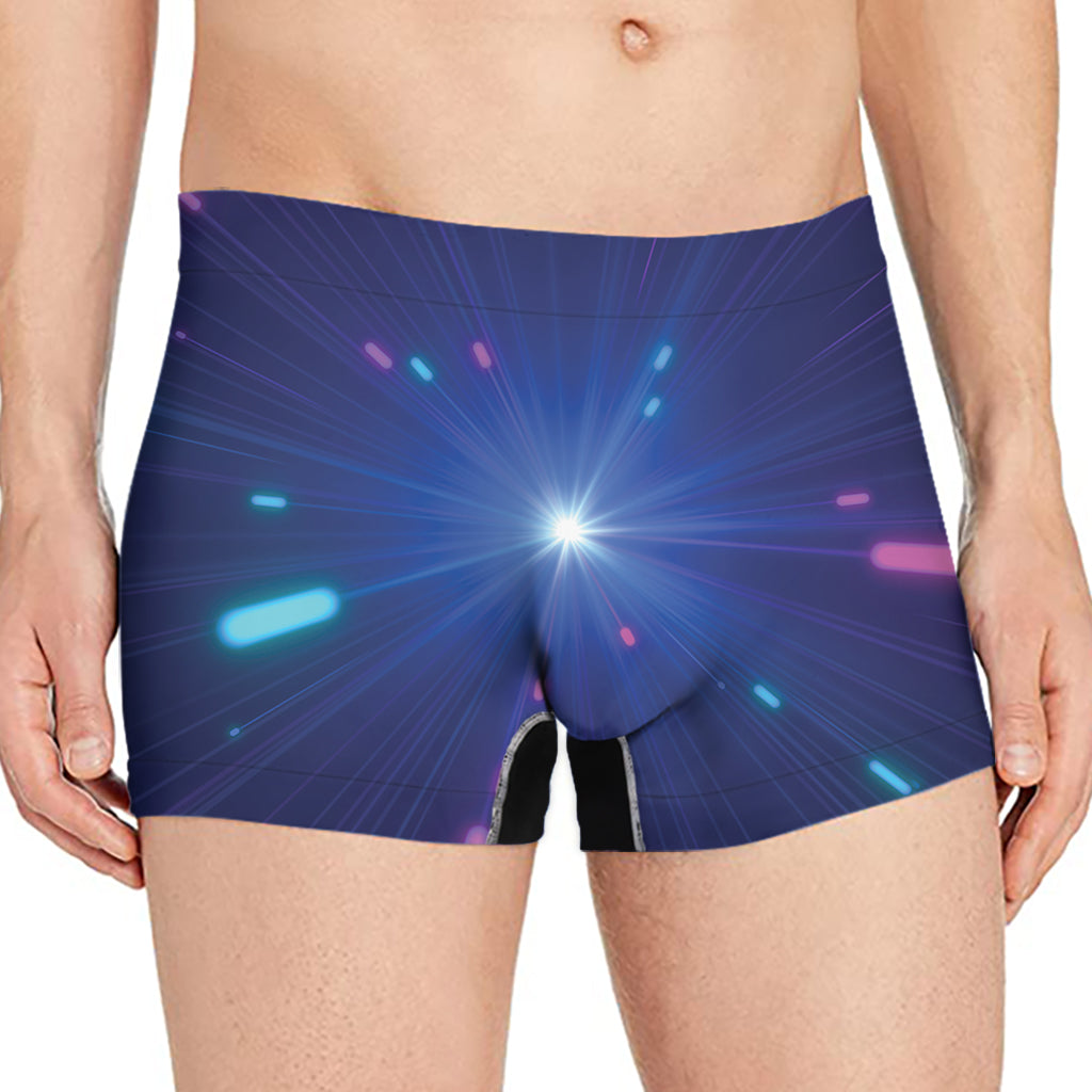 Pink And Teal Lights Speed Print Men's Boxer Briefs