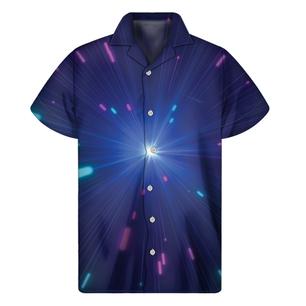 Pink And Teal Lights Speed Print Men's Short Sleeve Shirt