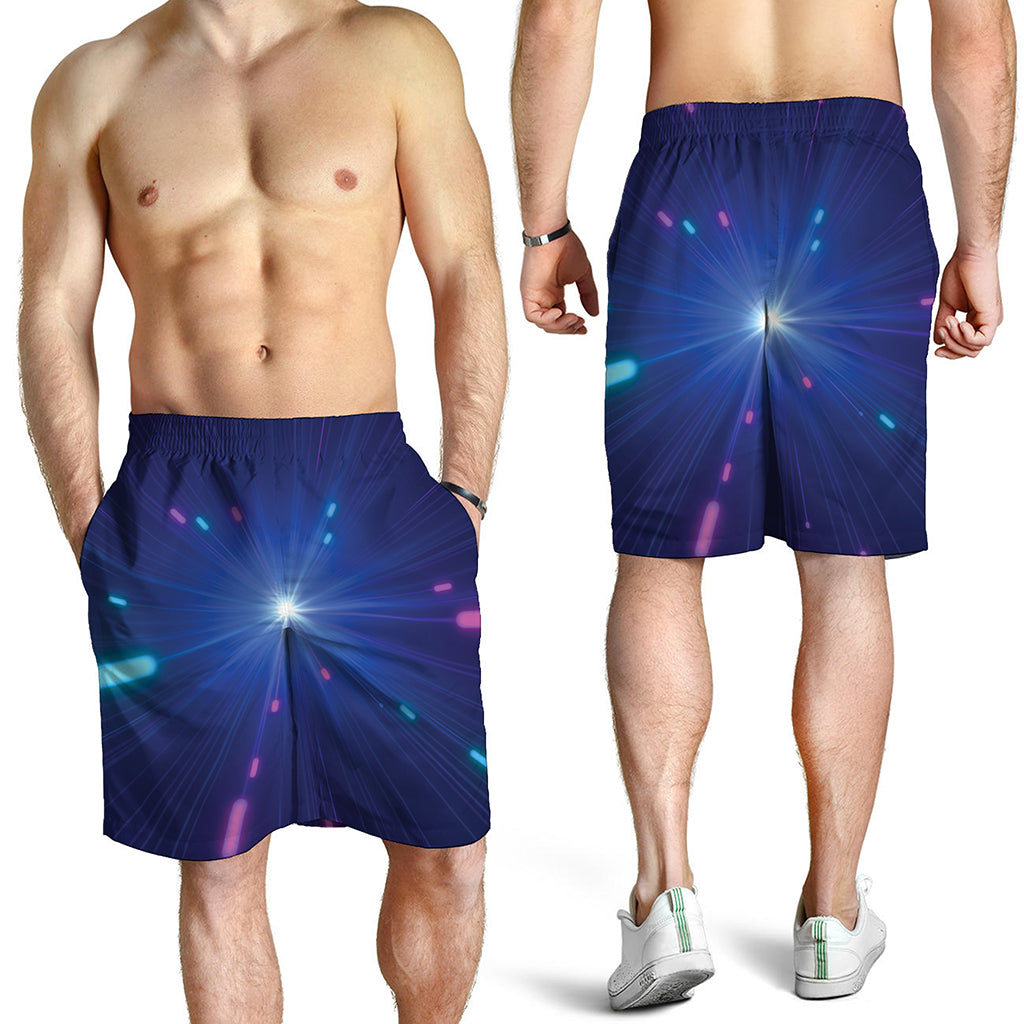 Pink And Teal Lights Speed Print Men's Shorts