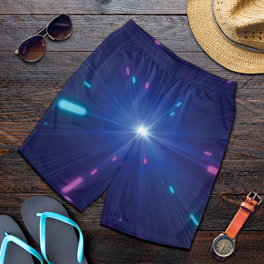 Pink And Teal Lights Speed Print Men's Shorts