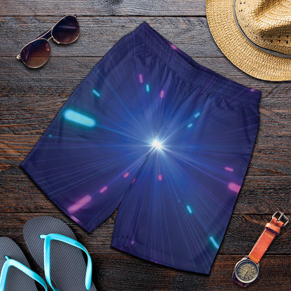 Pink And Teal Lights Speed Print Men's Shorts