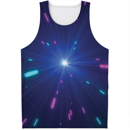 Pink And Teal Lights Speed Print Men's Tank Top