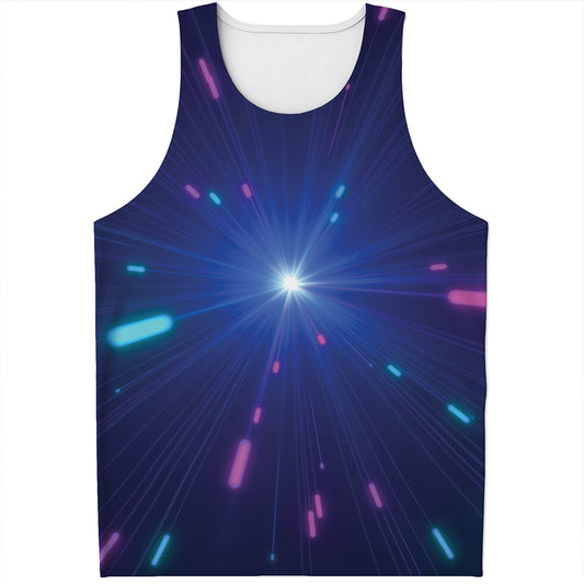 Pink And Teal Lights Speed Print Men's Tank Top