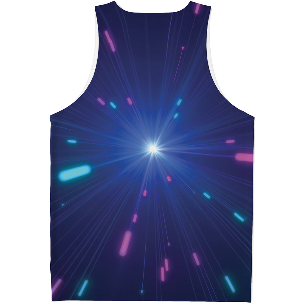 Pink And Teal Lights Speed Print Men's Tank Top