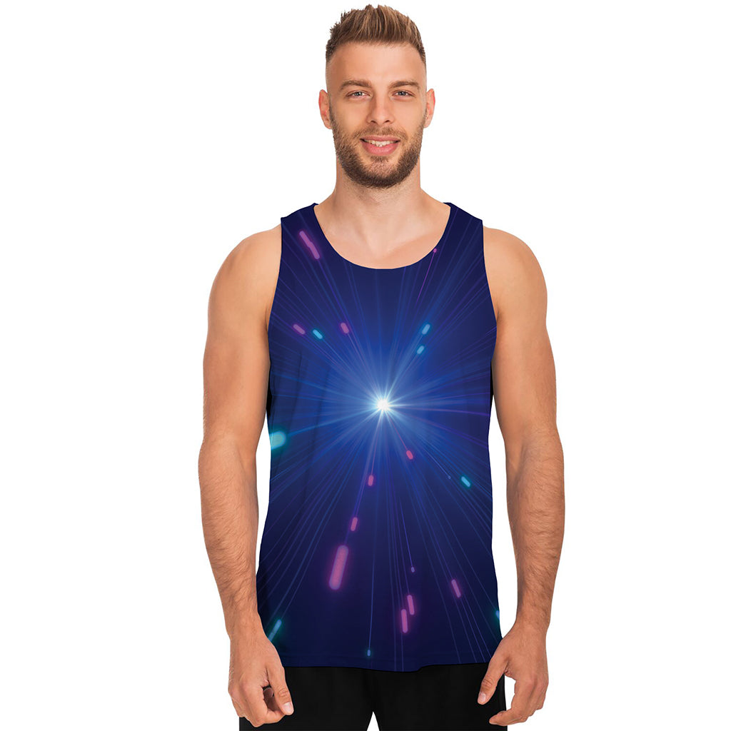 Pink And Teal Lights Speed Print Men's Tank Top
