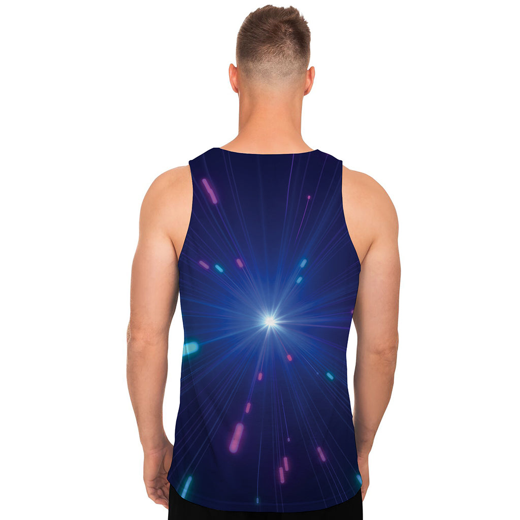 Pink And Teal Lights Speed Print Men's Tank Top