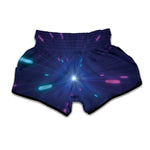 Pink And Teal Lights Speed Print Muay Thai Boxing Shorts
