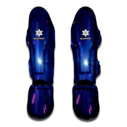 Pink And Teal Lights Speed Print Muay Thai Shin Guard