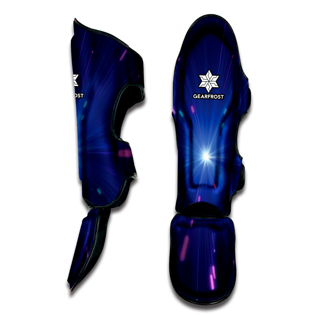 Pink And Teal Lights Speed Print Muay Thai Shin Guard