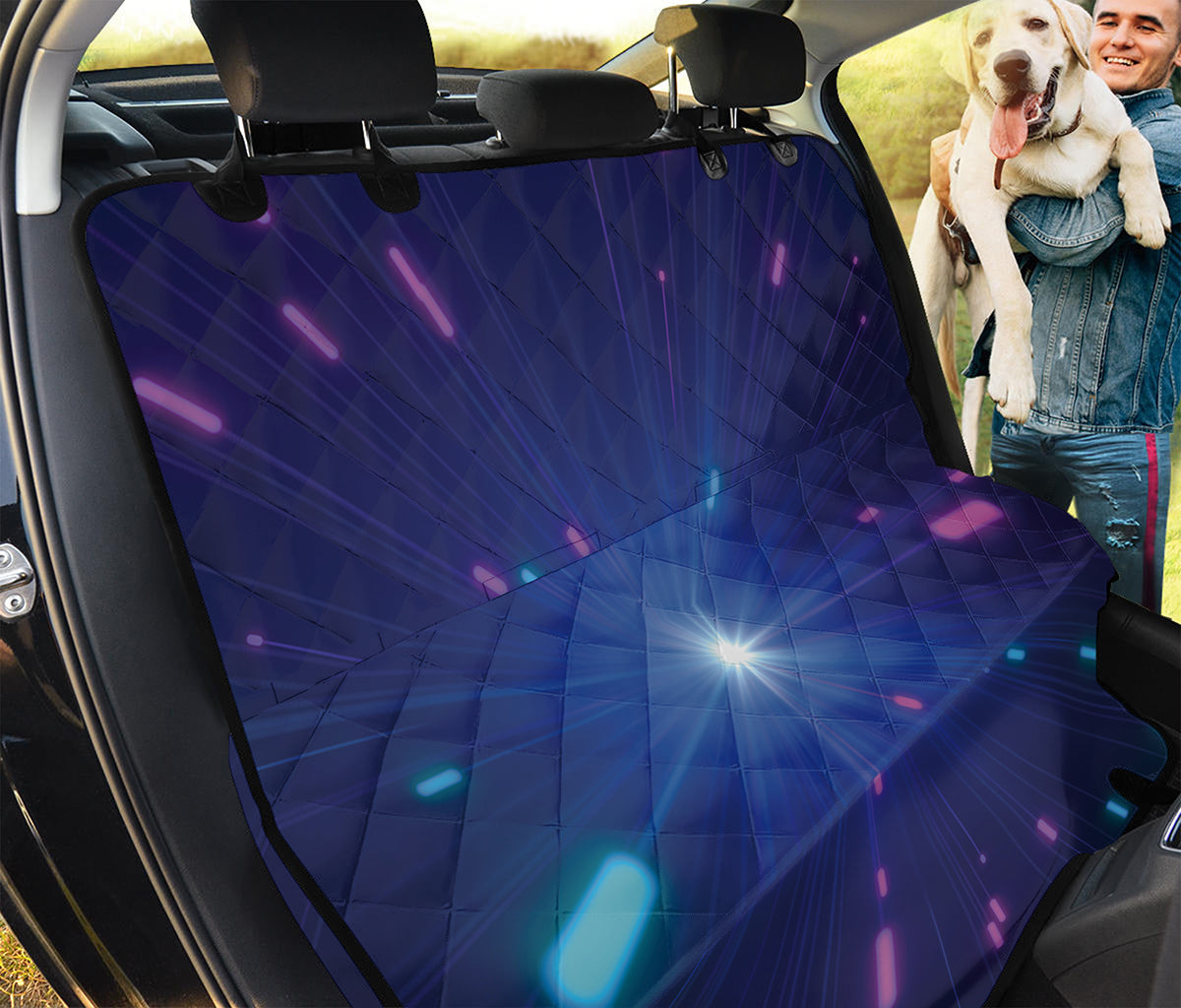 Pink And Teal Lights Speed Print Pet Car Back Seat Cover