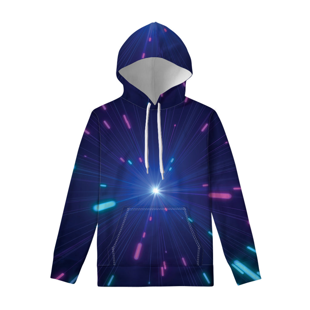 Pink And Teal Lights Speed Print Pullover Hoodie