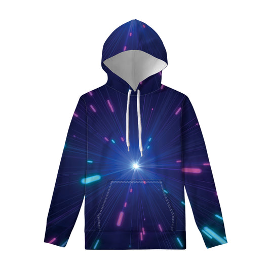 Pink And Teal Lights Speed Print Pullover Hoodie