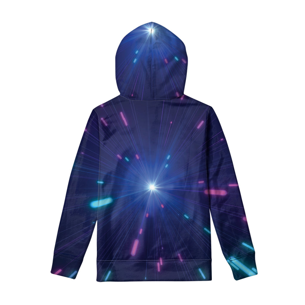 Pink And Teal Lights Speed Print Pullover Hoodie