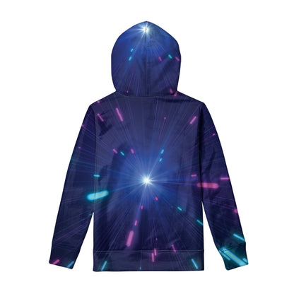 Pink And Teal Lights Speed Print Pullover Hoodie