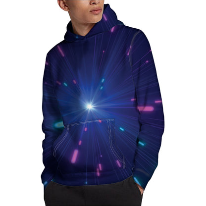 Pink And Teal Lights Speed Print Pullover Hoodie