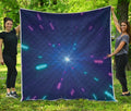 Pink And Teal Lights Speed Print Quilt