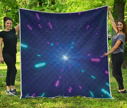Pink And Teal Lights Speed Print Quilt