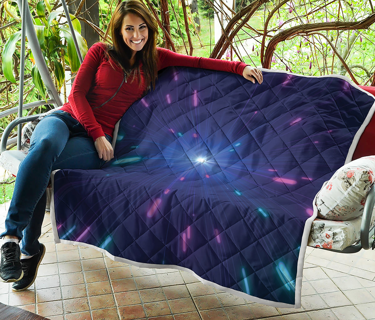 Pink And Teal Lights Speed Print Quilt