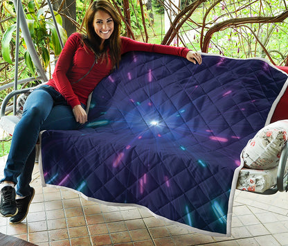 Pink And Teal Lights Speed Print Quilt
