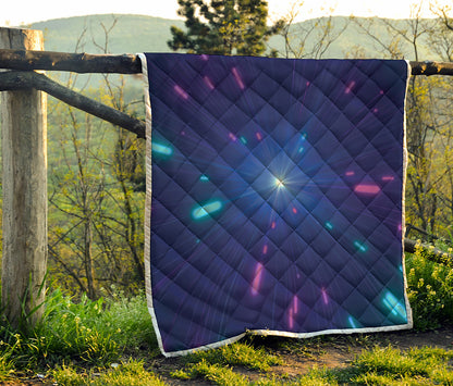 Pink And Teal Lights Speed Print Quilt