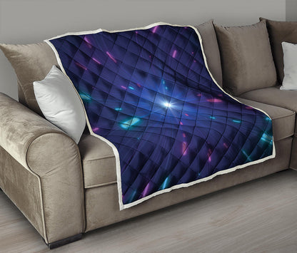 Pink And Teal Lights Speed Print Quilt