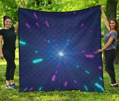 Pink And Teal Lights Speed Print Quilt