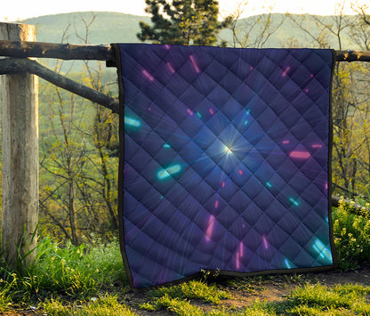 Pink And Teal Lights Speed Print Quilt