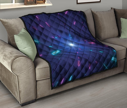 Pink And Teal Lights Speed Print Quilt