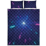 Pink And Teal Lights Speed Print Quilt Bed Set
