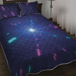 Pink And Teal Lights Speed Print Quilt Bed Set