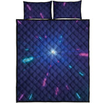 Pink And Teal Lights Speed Print Quilt Bed Set