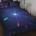 Pink And Teal Lights Speed Print Quilt Bed Set