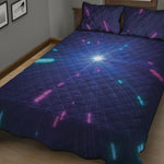 Pink And Teal Lights Speed Print Quilt Bed Set