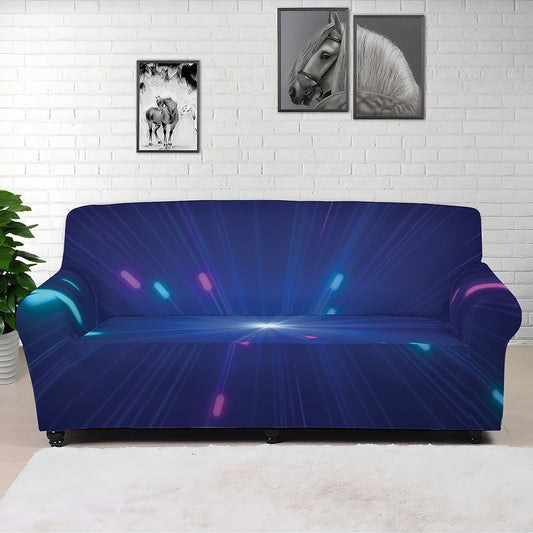Pink And Teal Lights Speed Print Sofa Cover
