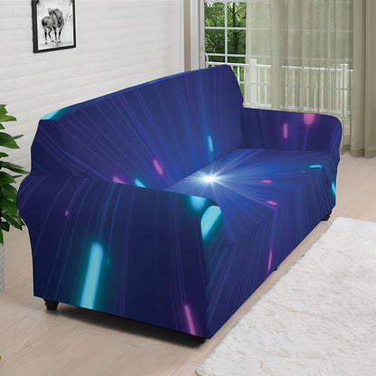 Pink And Teal Lights Speed Print Sofa Cover