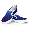 Pink And Teal Lights Speed Print White Slip On Sneakers