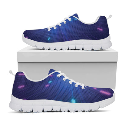 Pink And Teal Lights Speed Print White Sneakers
