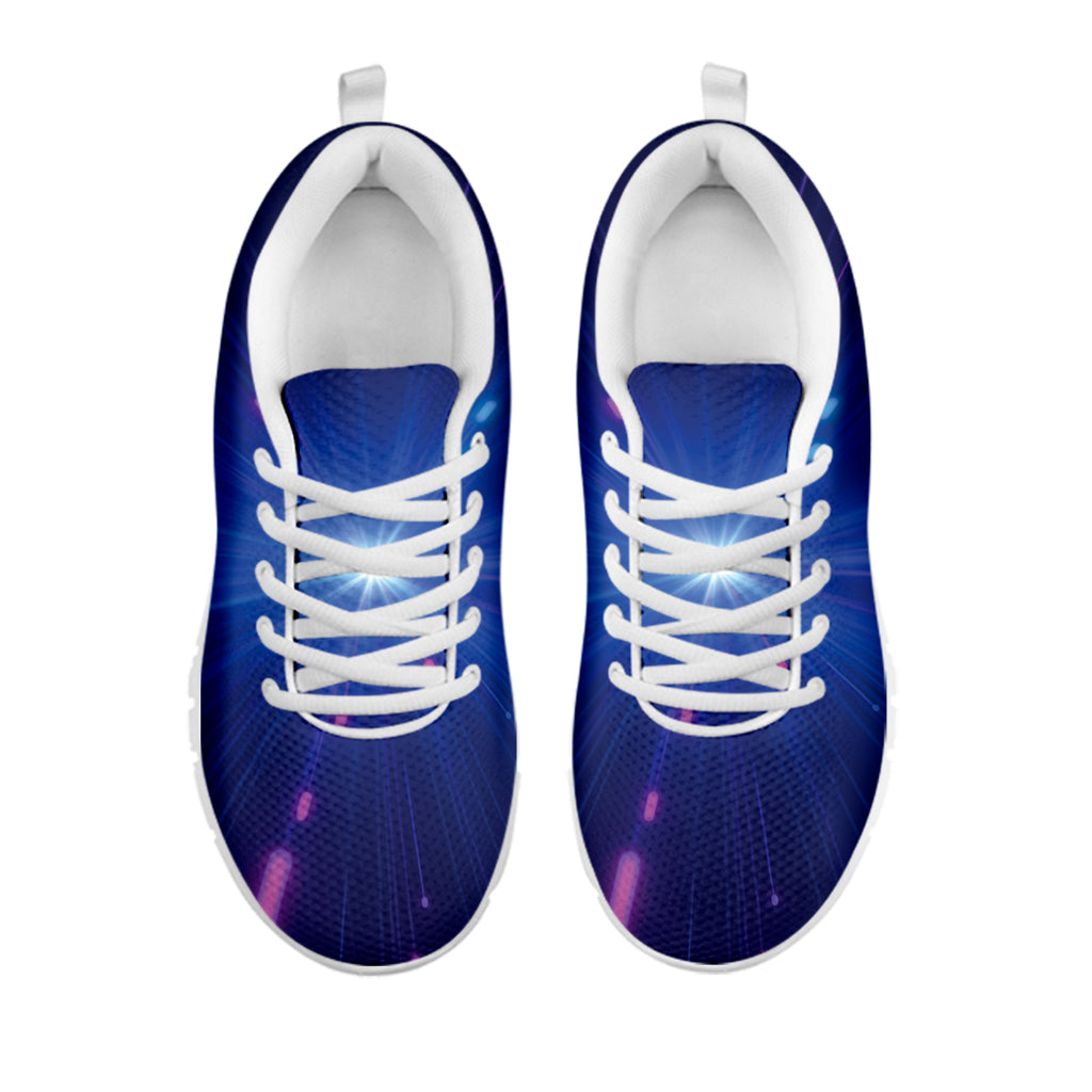 Pink And Teal Lights Speed Print White Sneakers