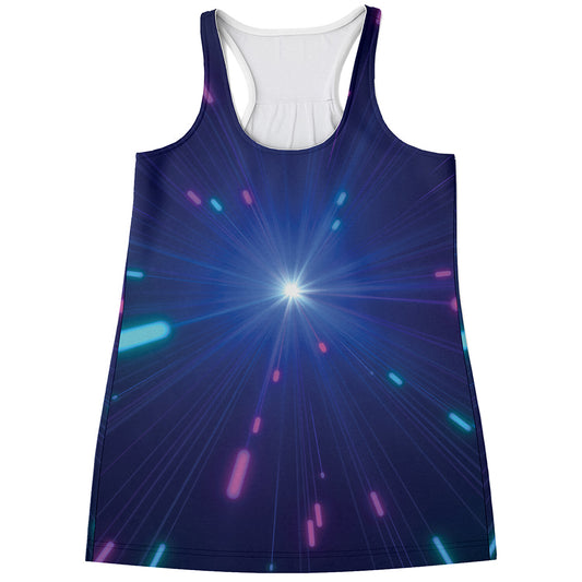 Pink And Teal Lights Speed Print Women's Racerback Tank Top
