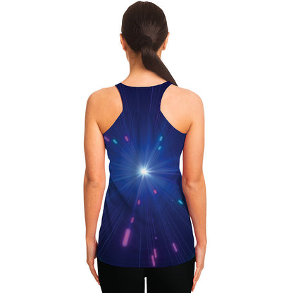 Pink And Teal Lights Speed Print Women's Racerback Tank Top