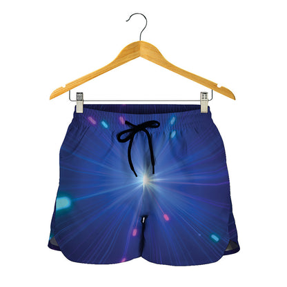 Pink And Teal Lights Speed Print Women's Shorts