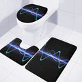 Pink And Teal Sound Wave Print 3 Piece Bath Mat Set