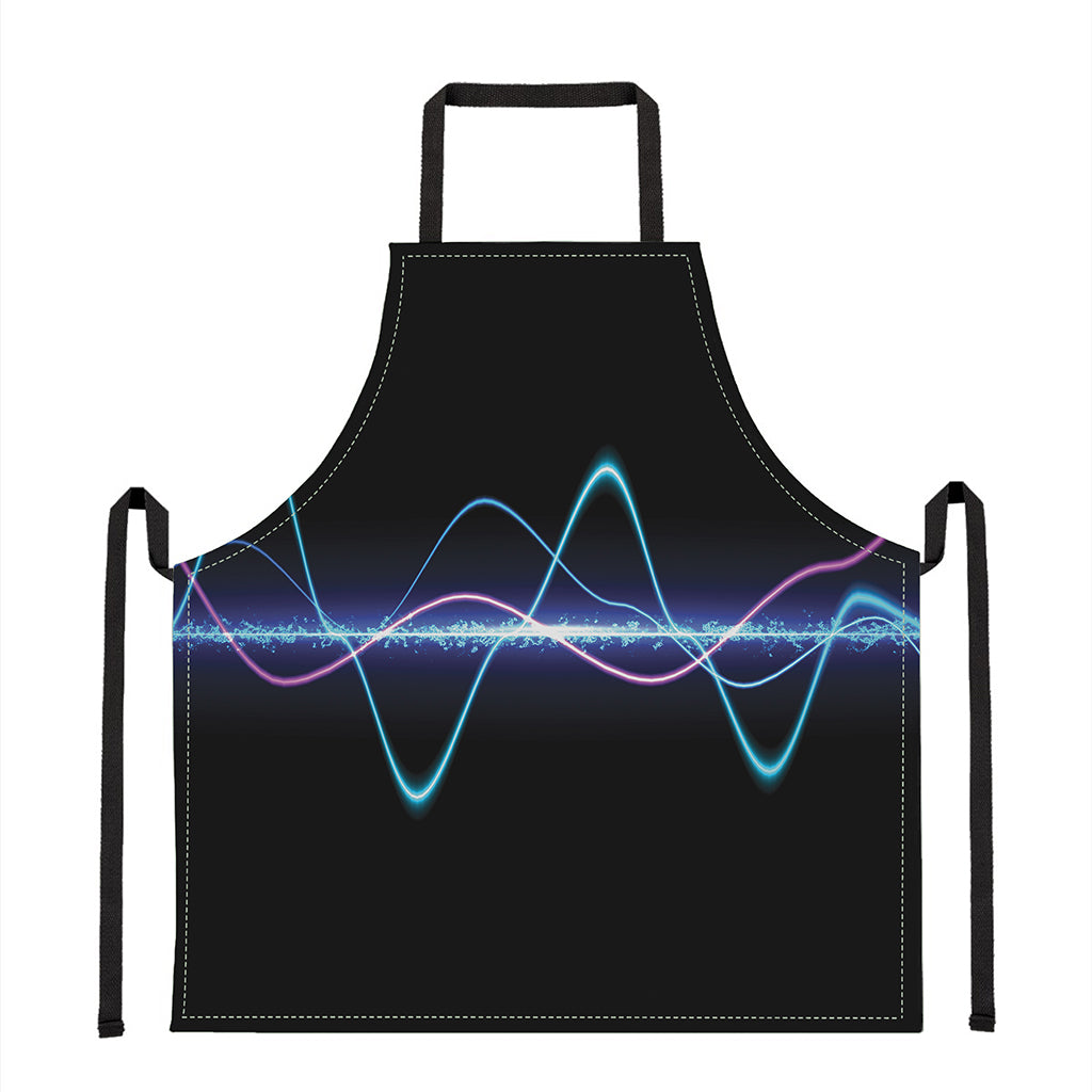 Pink And Teal Sound Wave Print Apron