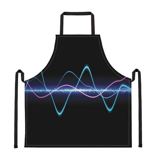 Pink And Teal Sound Wave Print Apron