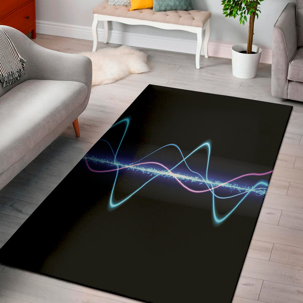 Pink And Teal Sound Wave Print Area Rug
