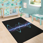 Pink And Teal Sound Wave Print Area Rug