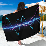 Pink And Teal Sound Wave Print Beach Sarong Wrap
